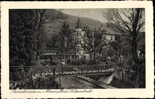 Ak Bad Ditzenbach in Württemberg, Sanatorium, Brücke