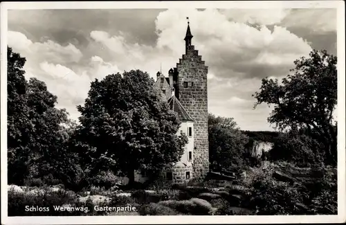 Ak Langenbrunn Beuron in Württemberg, Schloss Werenwag, Gartenpartie