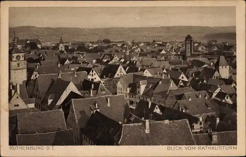 Ak Rothenburg ob der Tauber Mittelfranken, Stadtübersicht vom Rathausturm aus