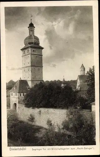 Ak Dinkelsbühl in Mittelfranken, Segringer Tor mit Wirtschaftsgarten zum Hecht Zwinger