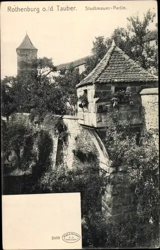 Ak Rothenburg ob der Tauber Mittelfranken, Stadtmauerpartie