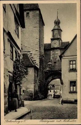 Ak Rothenburg ob der Tauber Mittelfranken, Rödergasse mit Markustor