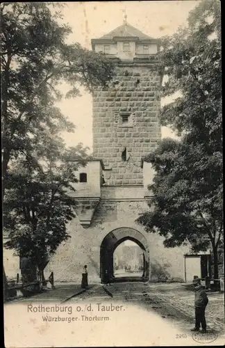 Ak Rothenburg ob der Tauber, Partie am Würzburger Thorturm