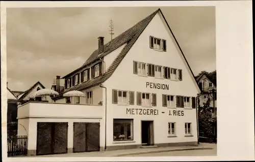 Ak Bad Wurzach in Oberschwaben, Pension Ries, Metzgerei