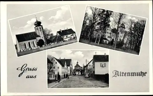 Ak Altenmuhr Muhr am See Mittelfranken, Kirche, Straße, Torbogen