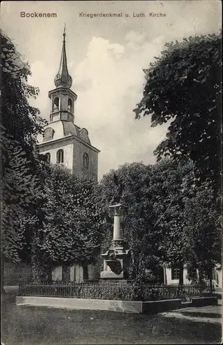 Ak Bockenem am Harz, Kriegerdenkmal, Luth. Kirche