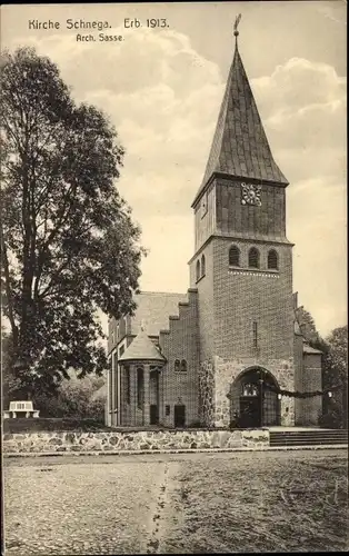 Ak Schnega im Wendland, Kirche, Erbaut 1913, Arch. Sasse