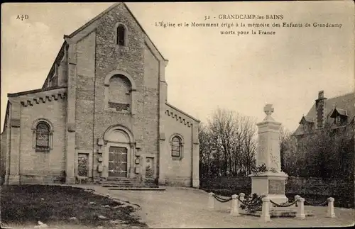 Ak Grandcamp les Bains Calvados, L'Eglise, Le Monument