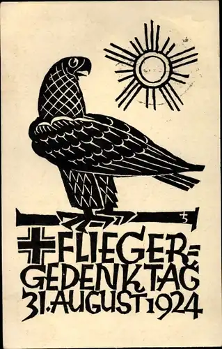 Ganzsachen Künstler Ak Fliegergedenktag 1924, Ring der Flieger e.V., Fliegerlager Wasserkuppe