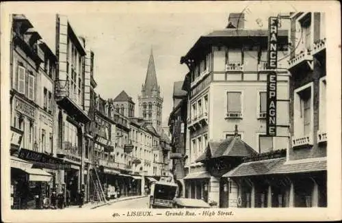 Ak Lisieux Calvados, Grande Rue, Straßenpartie, Geschäfte