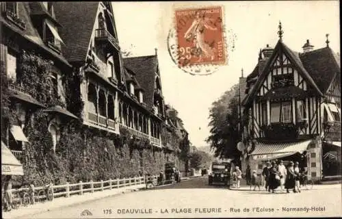 Ak Deauville La Plage Fleurie Calvados, Rue de l'ecluse, Hotel Normandy, Au Printemps
