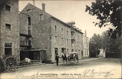 Ak Verneuil l'Étang Seine et Marne, Interieur du Moulin