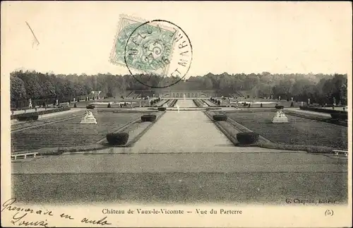 Ak Maincy Seine et Marne, Chateau de Vaux le Vicomte, Vue du Parterre