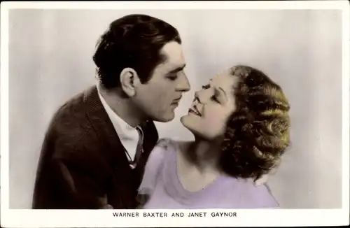 Ak Schauspieler Warner Baxter und Janet Gaynor, Portrait