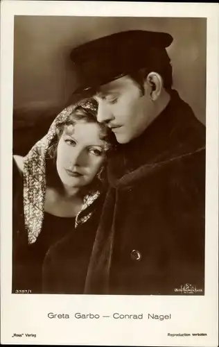 Ak Schauspieler Conrad Nagel und Greta Garbo, Portrait