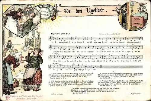 Lied Künstler Ak Unger, H., De drei Ugelickr, Erzgebirge