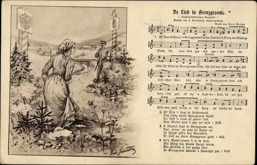 Lied Künstler Ak Schneider, Rud., De Lieb in Grenzgroom, Paul Große, Wilhelm Vogel, Erzgebirge