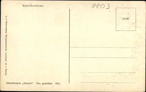 Ak Rothenburg ob der Tauber, Koboldzellertor