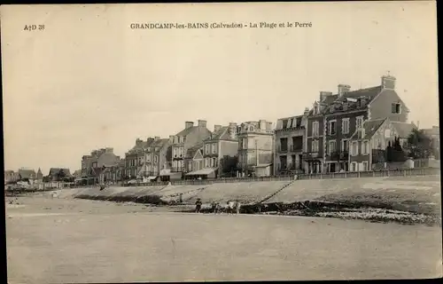 Ak Grandcamp les Bains Calvados, La Plage, Le Perre