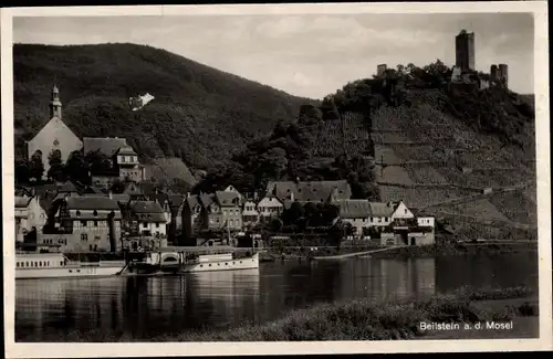 Ak Beilstein an der Mosel, Panorama, Burg Metternich