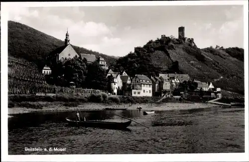 Ak Beilstein an der Mosel, Panorama, Burg Metternich