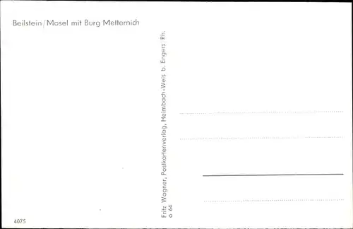 Ak Beilstein an der Mosel, Ruine Metternich, Panorama