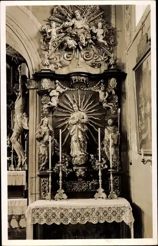 Ak Lomnitz Wachau Sachsen, Kath. Pfarrkirche, Marienaltar