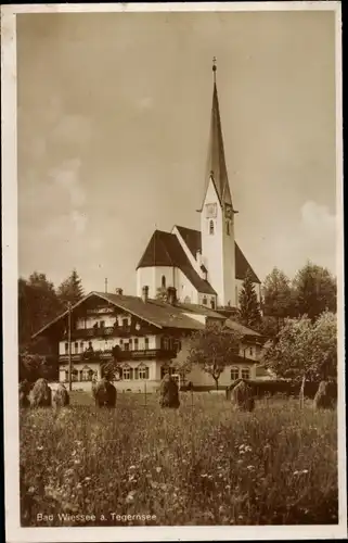 Ak Bad Wiessee in Oberbayern, Kirche, Hotel