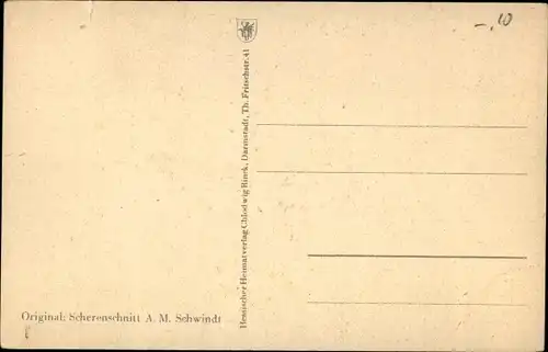 Scherenschnitt Ak Schwindt, A. M.,Neckarzimmern im Neckar Odenwald Kreis, Blick auf Schloss Hornberg