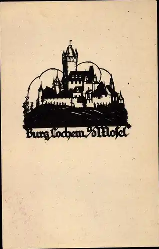 Scherenschnitt Ak Cochem an der Mosel, Burg Cochem