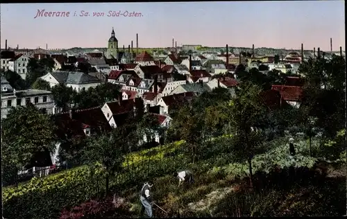 Ak Meerane in Sachsen, Stadtbild von Süden