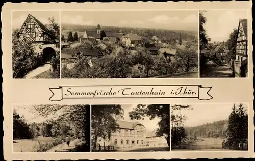 Ak Tautenhain in Thüringen, Panorama, Teilansichten, Fachwerkhaus
