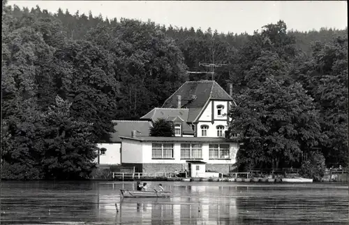 Foto Ak Hainspitz in Thüringen, Wasserpartie, Haus