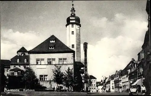 Ak Weida in Thüringen, Rathaus, Geschäfte
