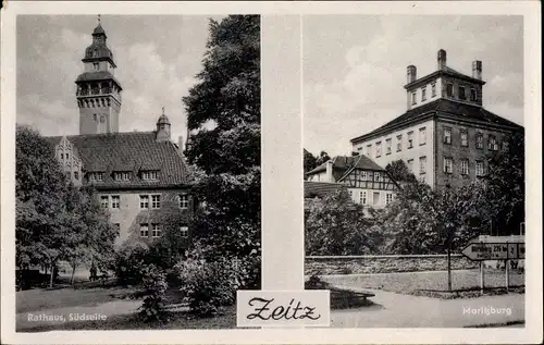 Ak Zeitz im Burgenlandkreis, Rathaus, Moritzburg