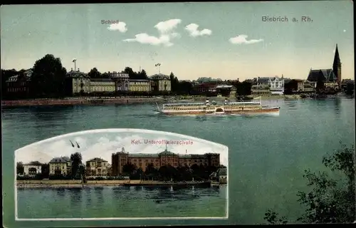 Ak Biebrich am Rhein Wiesbaden, Schloss, Kgl. Unteroffizierschule