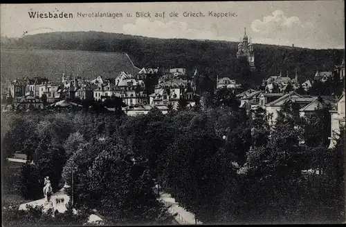 Ak Wiesbaden in Hessen, Nerotal Anlagen, Griech. Kapelle