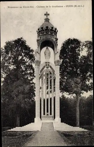 Ak Cuon Maine et Loire, Chateau de la Graffiniere, Monument au Christ Roi