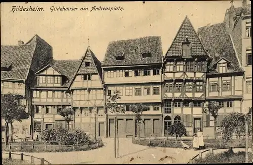 Ak Hildesheim in Niedersachsen, Gildehäuser am Andreasplatz