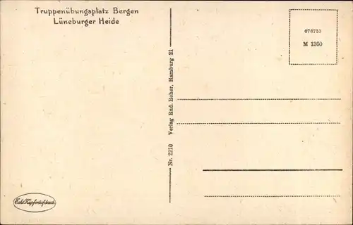 Ak Bergen in der Lüneburger Heide, Lazarett, Offiziersheim, Brücke, Hauptwache, Truppenübungsplatz