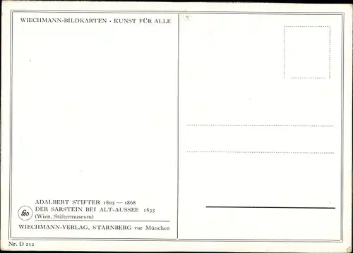 Künstler Ak Stifter, Adalbert, Alt Aussee Altaussee Steiermark, Sarstein
