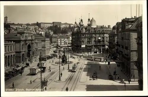 Ak Zürich Stadt Schweiz, Bahnhofplatz