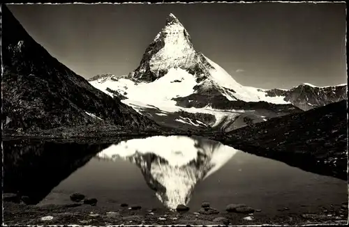 Ak Zermatt Kanton Wallis Schweiz, Riffelsee, Matterhorn