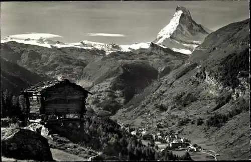 Ak Zermatt Kanton Wallis Schweiz, Panorama, Matterhorn