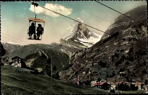 Ak Zermatt Kanton Wallis Schweiz, Sesselbahn, Matterhorn