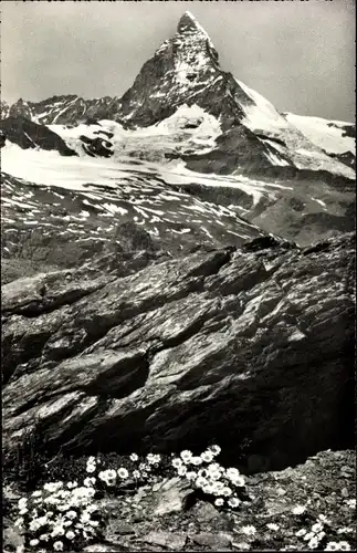 Ak Zermatt Kanton Wallis Schweiz, Blick vom Gornergrat aufs Matterhorn