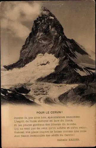 Ak Zermatt Kanton Wallis Schweiz, Pour Le Cervin von Isabelle Kaiser, Matterhorn