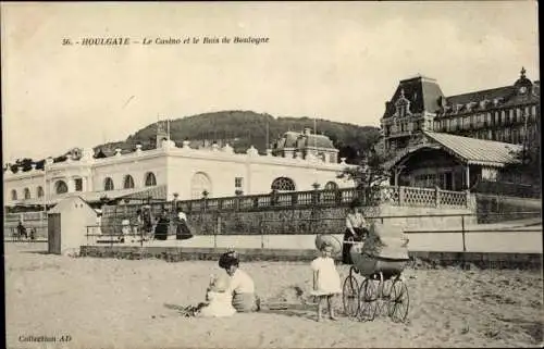 Ak Houlgate Calvados, Casino, Bois de Boulogne, Strandbesucher, Kinderwagen