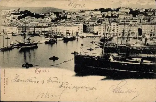 Ak Trieste Friuli Venezia Giulia, Hafen, KuK Marine Dampfer Leda, Öst. Lloyd