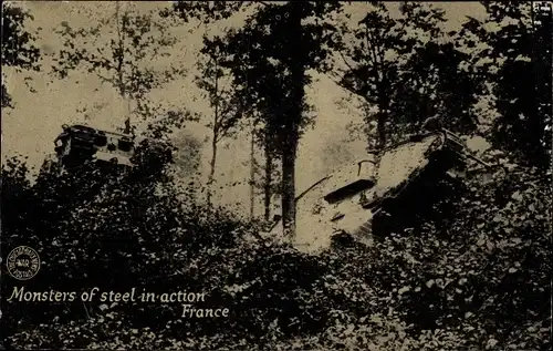 Ak Britische Mark IV Panzer, Tanks in action, 1. WK